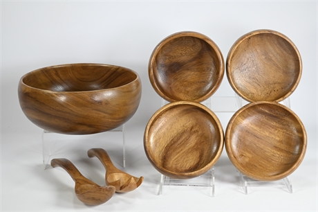 Acacia Wood - Salad Bowl Serving Set