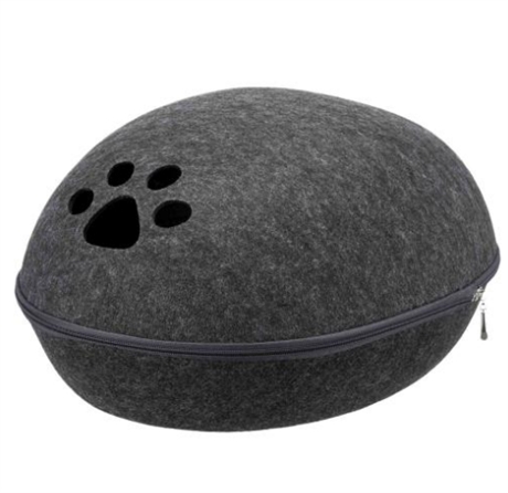 Heated Cat Bed by Clawsable, Zippered Felt Pod with Heating Pad