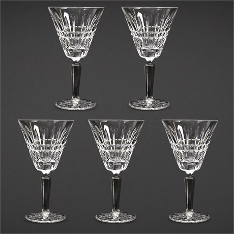 Waterford Lismore Crystal Wine Glasses (5) – Signed, 7" Tall, Ireland
