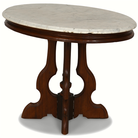 Antique Oval Marble Side Table