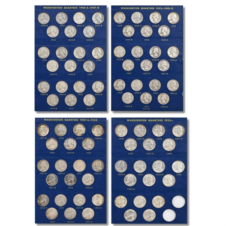 1932–1964 Washington Silver Quarter Set – 82 Coins in Album