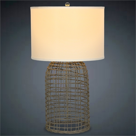 28" Contemporary Wicker Table Lamp – Rustic Elegance with Modern Charm