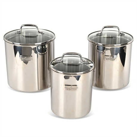 (3) All-Clad Stainless Canister Set — Glass Lids