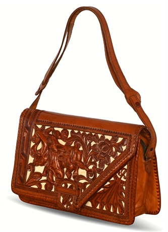 Vintage Davalos Tooled Leather Handbag