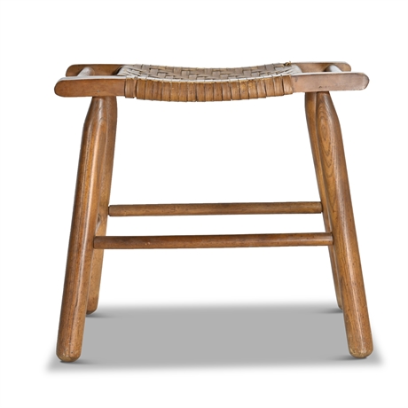 Antique Stool with Woven Seat