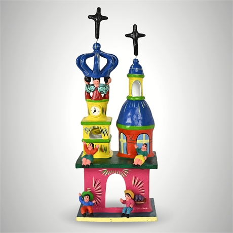 Gerardo Ortega Signed Folk Art Church Retablo Sculpture
