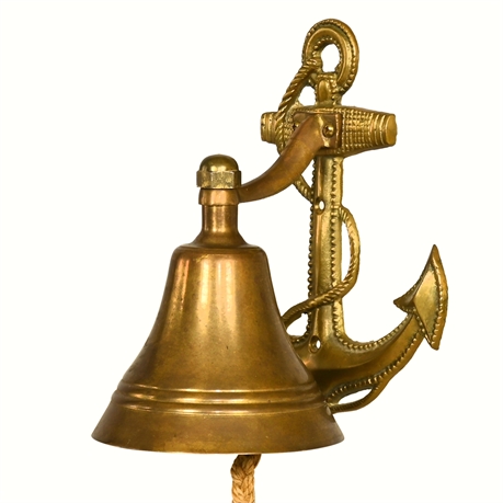 Vintage Nautical Brass Wall Mounted Dinner Bell