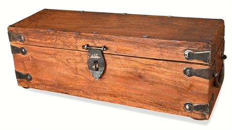 Vintage Wood Chest w/ Hand-Forged Iron Hardware
