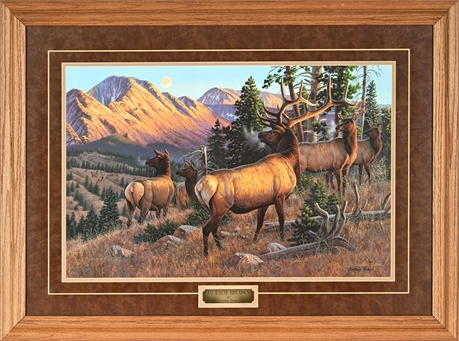 Cynthie Fisher "To Each His Own" Elk Print AP 111/120 — Oak Frame