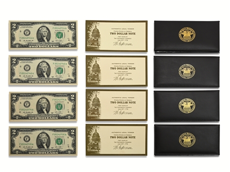 (4) Uncirculated $2 2013 US Federal Reserve Small Notes