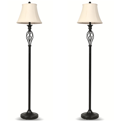 Pair Contemporary 63" Floor Lamps