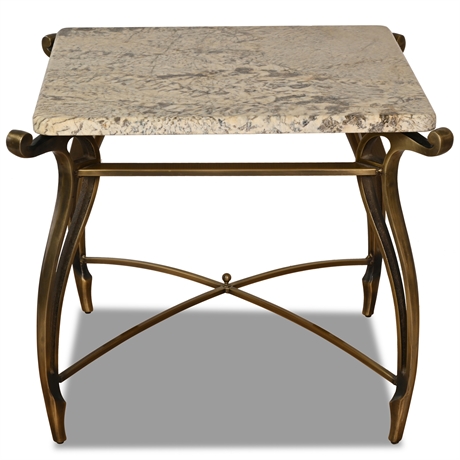 Marble & Brass Accent Table