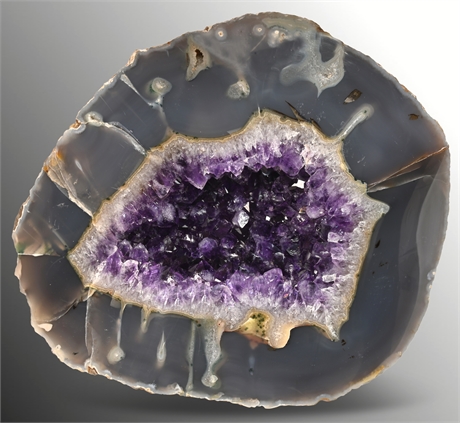 7" Amethyst Geode With Calcite & Agate