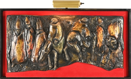 Arnold Gruter Signed Resin Relief — Clergy Procession — Framed w/ Light