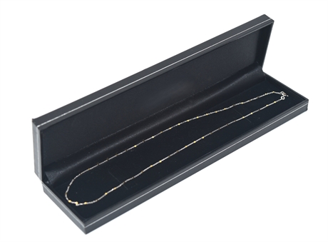 14K (585) White & Yellow Gold Beaded Chain Necklace – 2.25g