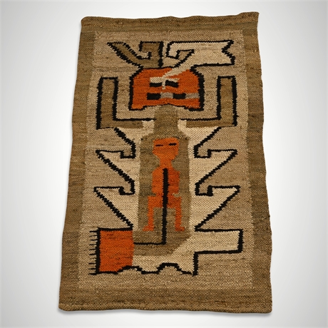 Peruvian Handwoven Wool Textile with Pre-Columbian Figural Motifs