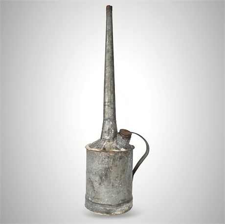 AT&SF Railway Galvanized Long-Spout Oil Can — 26" Tall w/ Handle