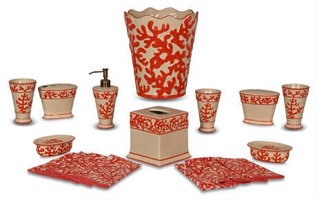 'Live Coral' Bathroom Accessories