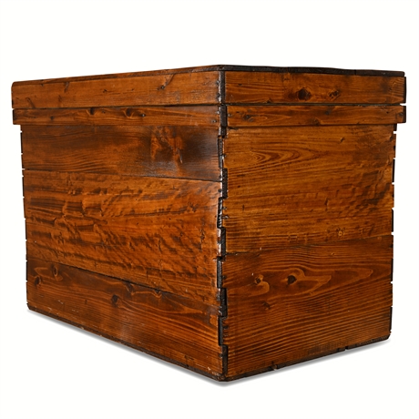 Antique Japanese Pine Tea Shipping Crate — Tin Lined, Dovetail, c.1900