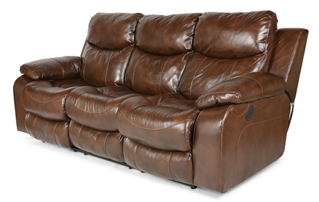 Double Power Recline Fullerton Leather Sofa