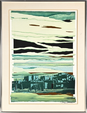 Daryl Howard “Silent Village in the Pueblo” Serigraph, 1983 — Signed & Framed