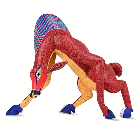 Large Oaxacan Alebrije Wood Antelope Sculpture — Hand Painted, 23.5"