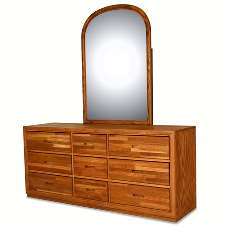 63" Classic Oak Dresser with Mirror