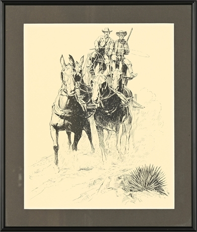 Tom Lea Framed Western Stagecoach Print