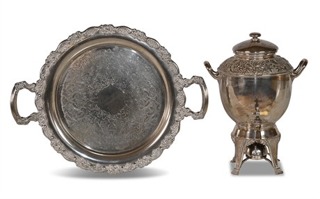 Vintage Silver Coffee Urn & Tray