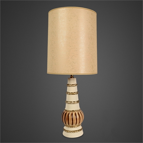 Gunter Kron Mid-Century Ceramic Table Lamp with Original Drum Shade, c. 1955–65