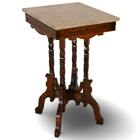 Antique Eastlake Parlor Table with Marble Top