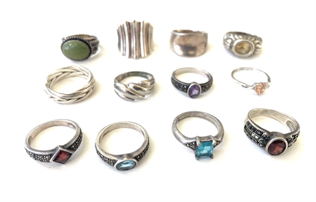 Sterling Silver Lot of 12 AMAZING Ring Lot