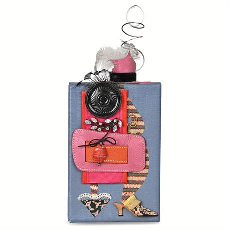 “Fashionista” by Brown — 2014 Mixed Media Assemblage on Canvas