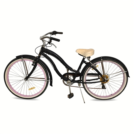 Micargi Rover GT 26" Women's 7-Speed Beach Cruiser, Matte Black / Pink