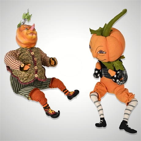 🎃 Winward Holidays Pumpkin Shelf Sitter & Joe Spencer Gathered Traditions Doll