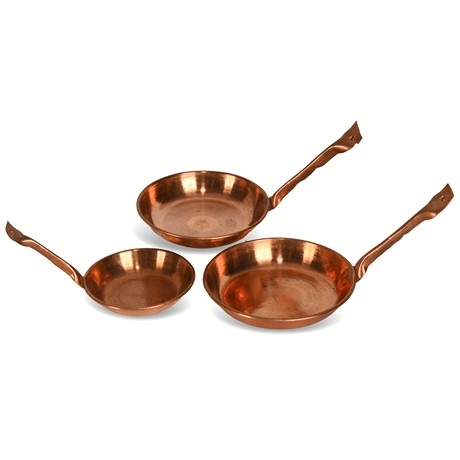 (3) Miniature/Dollhouse Copper Pans