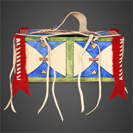 Mini Wakan Bde Hand-Painted Rawhide Parfleche Box