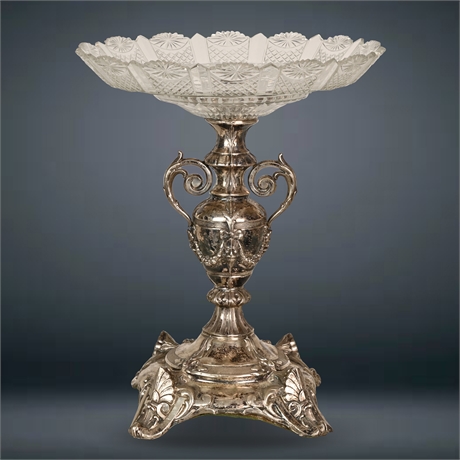 19th Century Sterling and Cut Glass Centerpiece Bowl