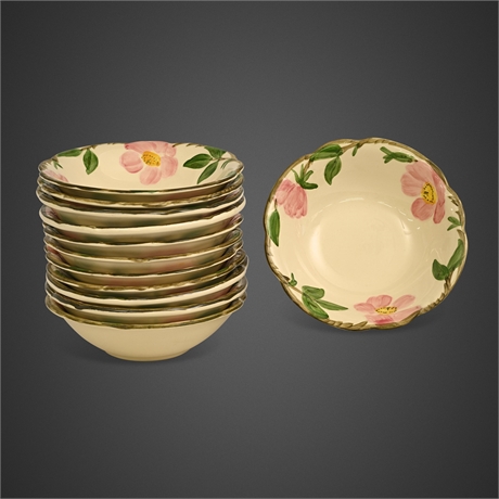Franciscan Desert Rose Cereal Bowls, Set of 12 — Hand-Painted Earthenware