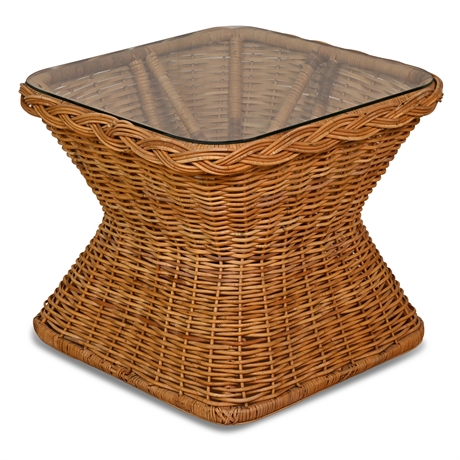 Vintage Wicker Accent Table
