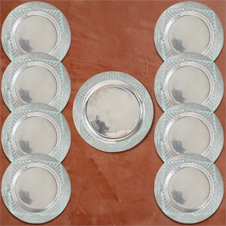 Wilton Armetale Zia Turquoise Style Plates & Tray Set 9pc