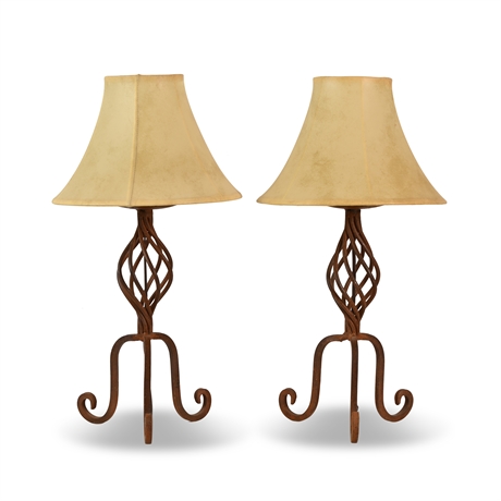 Pair 21" Iron Table Lamps