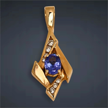 14K Diamond & Tanzanite Pendant