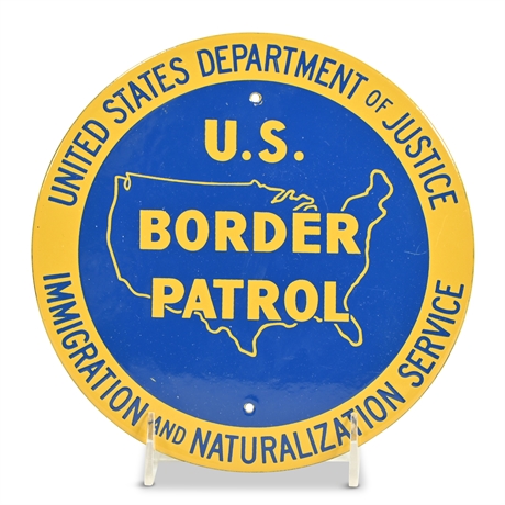 Official Issue Porcelain Border Patrol Sign