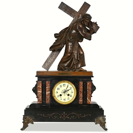 Early 20th Century French Mantel Clock Featuring a Sculpture by Eugene Laurent