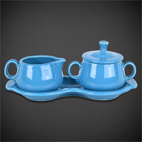 Fiesta Turquoise Cream & Sugar Set w/ Tray – Maker Marked