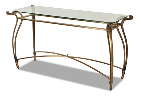 Glass & Brass Entry/Sofa/Console Table