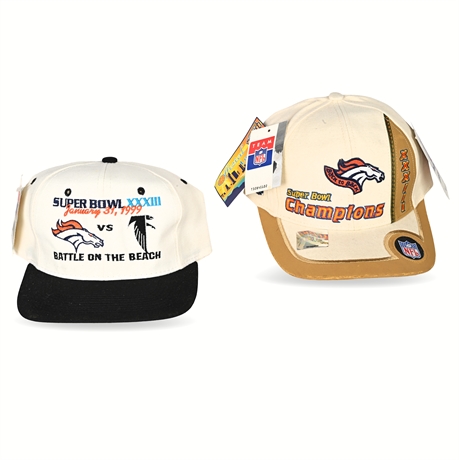 Denver Broncos Super Bowl XXXIII Caps w/Tags – 1999 Champions & Matchup