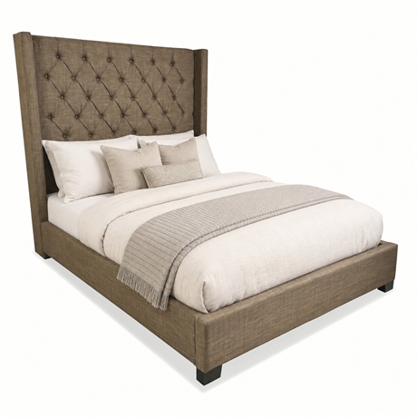 Lane Home Furnishings "Manhattan" Brown Tufted Wingback Queen Bed