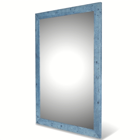 Knotty Pine Style Mirror with Blue Finish
